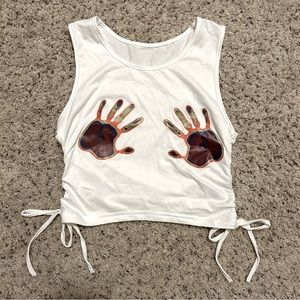 Handprint white crop top